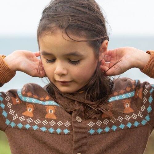 From One To Another Fair Isle Bear Knitted Cardigan