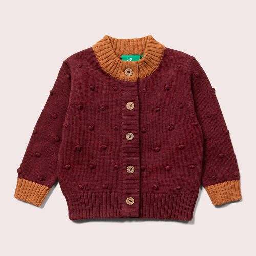 From One To Another Berry Popcorn Snuggly Knitted Cardigan
