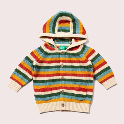 Rainbow Cosy Knitted Hooded Cardigan
