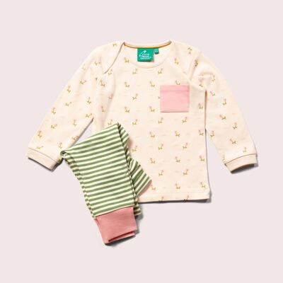 T-shirt organica con fiori rosa e playset jogger