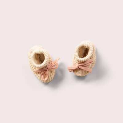 Oatmeal Knitted Baby Booties