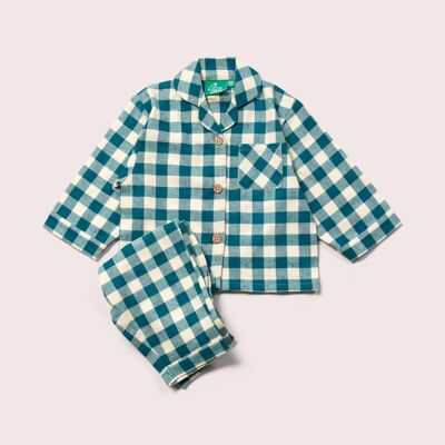 Pyjama boutonné classique à carreaux bleus