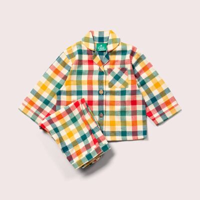 Klassischer Pyjama mit Knopfleiste und Regenbogen-Karomuster