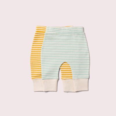 Gold & Green Striped Organic Wriggle Bottom Set - 2 Pack