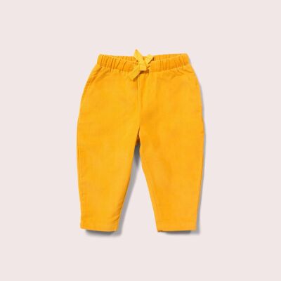 Pantaloni comodi in velluto a coste color oro