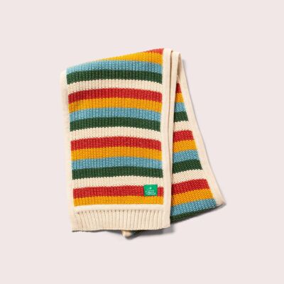 Écharpe tricotée à rayures arc-en-ciel