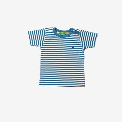 T-Shirt mit ozeanblauen Streifen