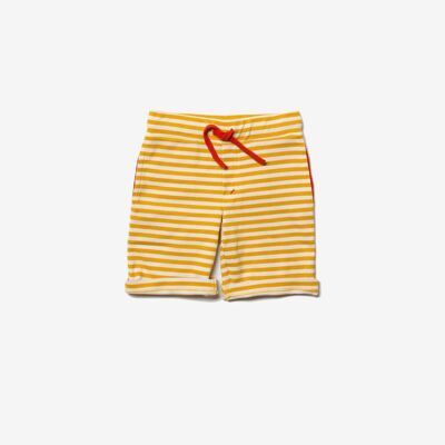 Shorts de playa con rayas doradas