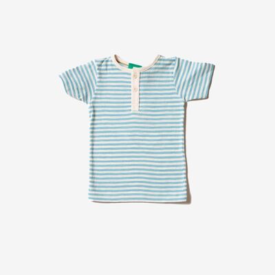 Corn Silk Blue Stripe Short Sleeve Everyday T-Shirt