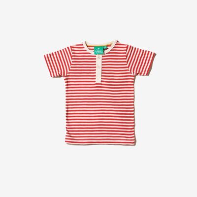 Kurzärmliges Alltags-T-Shirt mit roten Streifen