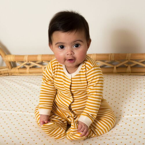 Gold & Green Striped Organic Babygrow Set - 2 Pack