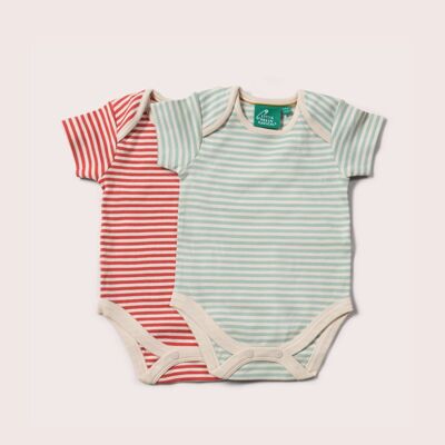 Red & Blue Striped Baby Bodies Set - 2 Pack