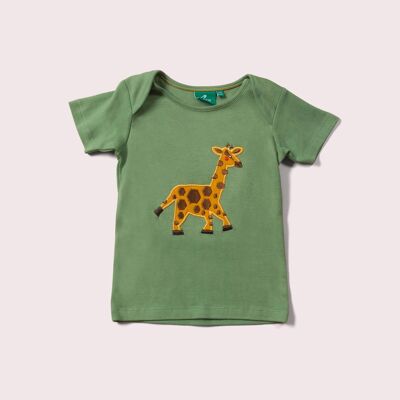 Kurzärmliges T-Shirt mit kleiner Giraffenapplikation