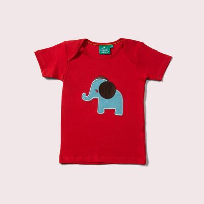 Kleiner Elefant Applikation Kurzarm T-Shirt