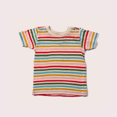 Camiseta de manga corta con rayas arcoíris