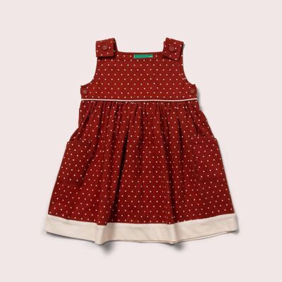 Gebranntes, ockerfarbenes Polkadot-Pinny-Kleid