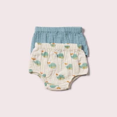 Golden Whales Lot de 2 bloomers en mousseline bio