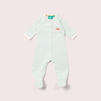 Blue Striped Rainbow Organic Babygrow