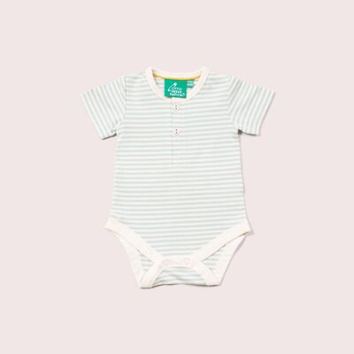 Blue Striped Organic Short Sleeve Baby Bodysuit