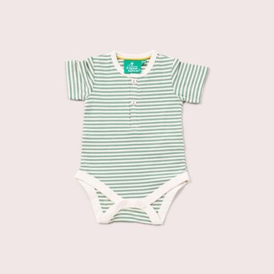 Green Striped Organic Baby Bodysuit