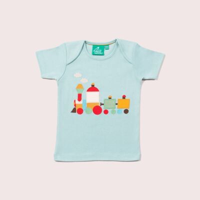 Camiseta de manga corta con aplique de tren pequeño
