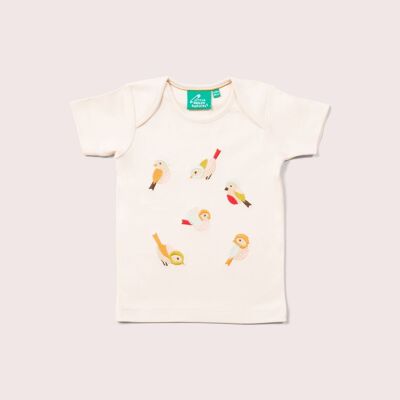 T-shirt à manches courtes avec petits oiseaux appliqués