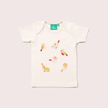 T-shirt à manches courtes avec petits oiseaux appliqués 1