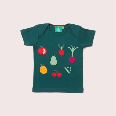 T-shirt a maniche corte con applicazione di patch vegetali