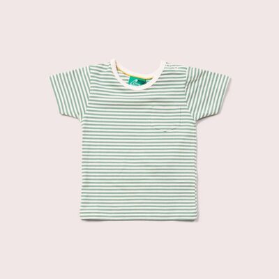 T-shirt organica a maniche corte a righe verdi