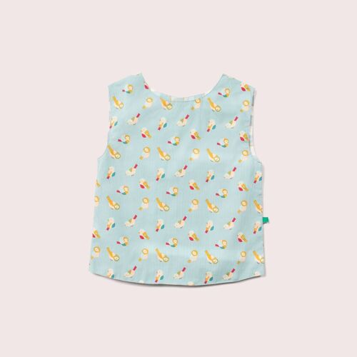 Rainbow Birds Reversible Button Through Sleeveless Blouse