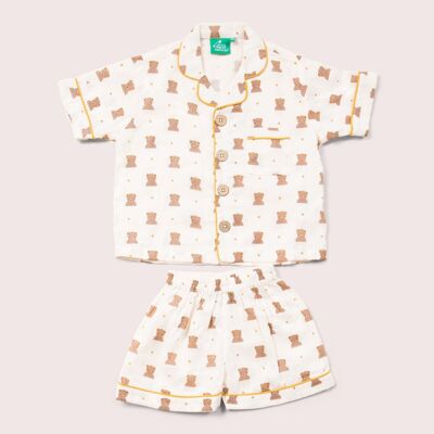 Summer Bears Pyjama-Shorts-Set mit Knopfleiste