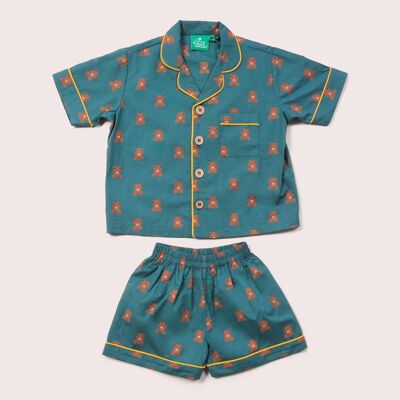 Ensemble short de pyjama boutonné ours bleu marine