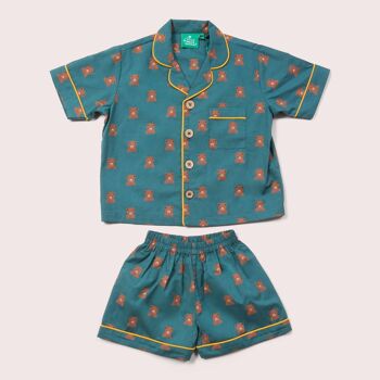 Ensemble short de pyjama boutonné ours bleu marine 1