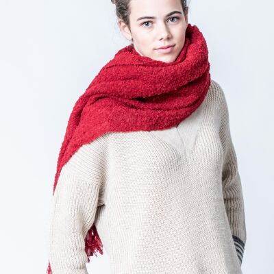 Bufanda de Alpaca bouclé rojo