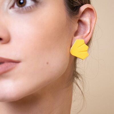 Boucles d'oreilles en porcelaine mosaïque jaune
