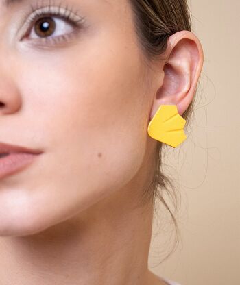 Boucles d'oreilles en porcelaine mosaïque jaune 1