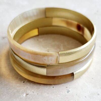 Bracciale rigido in corno - Duo Gold - 1 cm