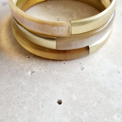 Horn Bangle Bracelet - Duo Gold - 1 cm