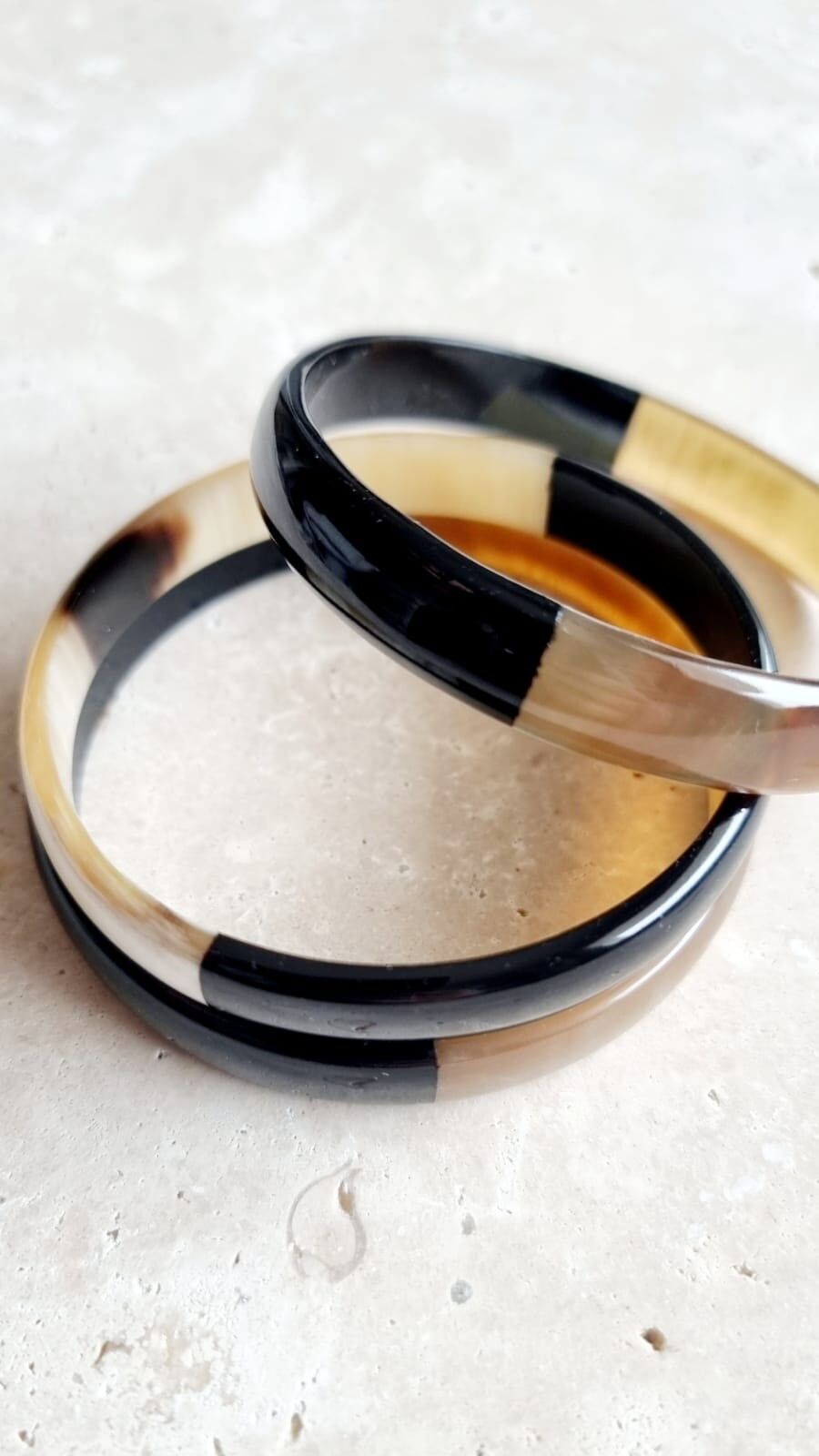 Horn Bangle Bracelet - Duo Black - 1 cm