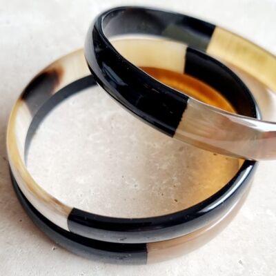 Horn Bangle Bracelet - Duo Black - 1 cm