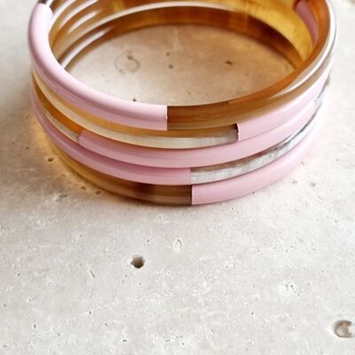 Horn Bangle Bracelet - 5 mm - Duo Candy Pink