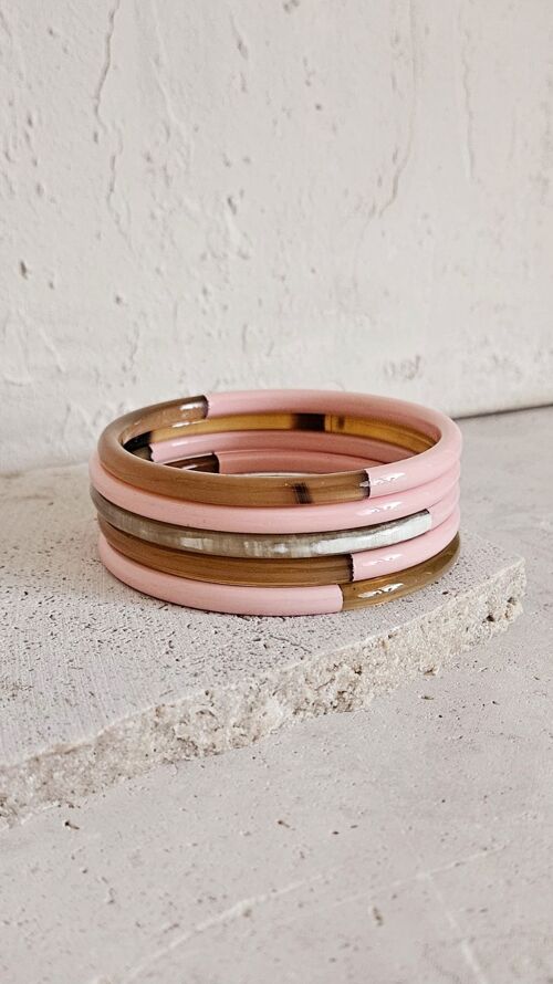 Bracelet Jonc Corne - 5 mm - Duo Candy Pink