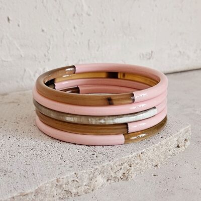 Bracelet Jonc Corne - 5 mm - Duo Candy Pink