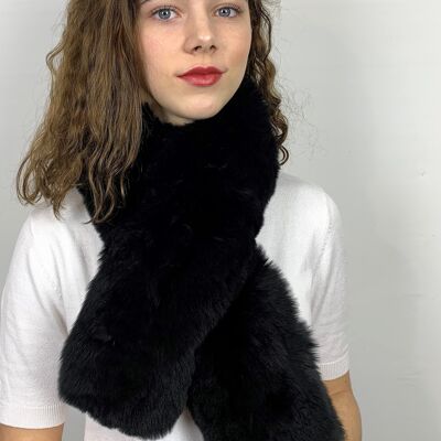 Bufanda de pelo de alpaca color negro