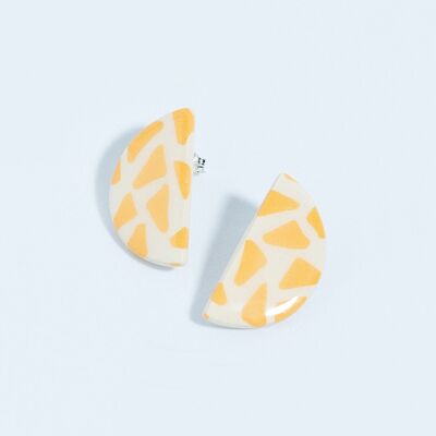 Terrazzo Yellow Crescent Earrings