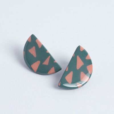 Terrazzo Green Crescent Earrings