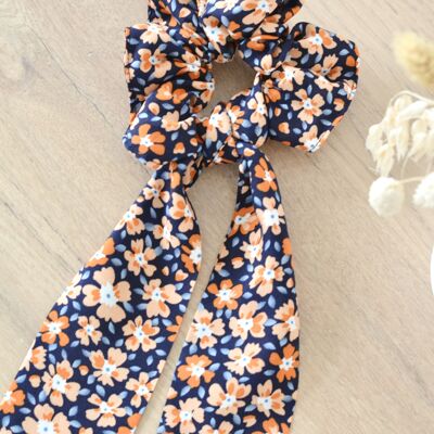 Scrunchie orange Blumen