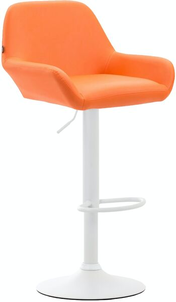 Tabouret de bar Braga simili cuir blanc orange 52x51x89 simili cuir orange métal 1