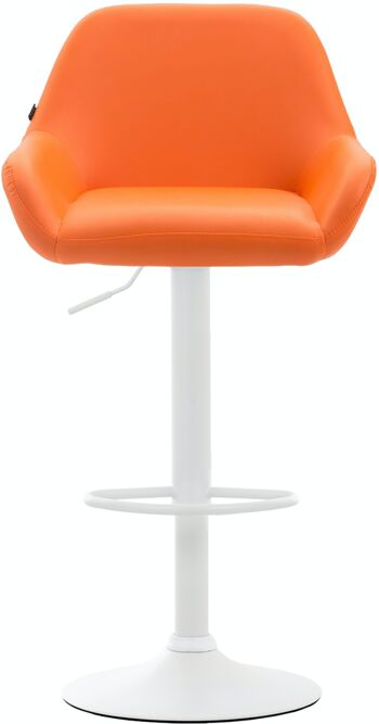 Tabouret de bar Braga simili cuir blanc orange 52x51x89 simili cuir orange métal 2