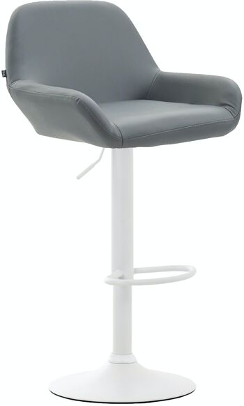 Tabouret de bar Braga simili cuir blanc Gris 52x51x89 Simili cuir gris métal 1